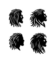 vector set of dreadlock reggae hairstyle icon