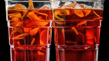 Thai tea, tall, plastic glass, no cover