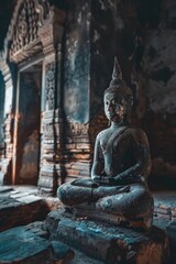 Buddha statue inside ancient temple