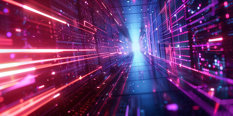 Obraz premium Quantum computers. Artificial intelligence. Servers room. big data transmission