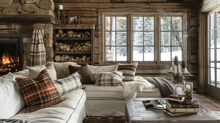 Cozy Cabin Charm: The rustic coziness of cabin living with charming interiors that exude warmth and comfort. Explore woodsy accents, cozy textiles, and inviting spaces that evoke the mountain retreat