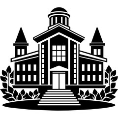 School and business together icon vector illustration