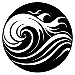 Ocean wave silhouette vector illustration
