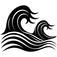 Ocean wave silhouette vector illustration