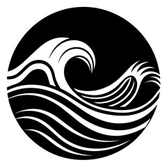 Ocean wave silhouette vector illustration