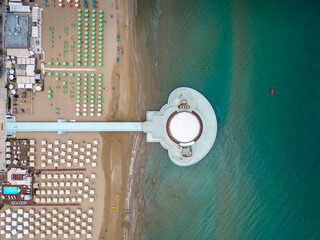 Italy, 09 June 2024: panoramic aerial view of the sea and the velvet beach of Senigallia in the...