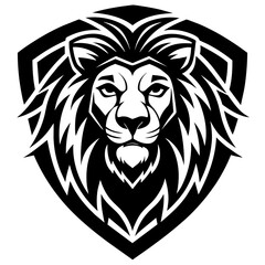 Lion head logo icon line art vector illustration