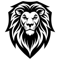 Lion head logo icon line art vector illustration