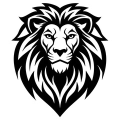Lion head logo icon line art vector illustration