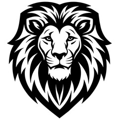 Lion head logo icon line art vector illustration
