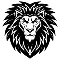 Lion head logo icon line art vector illustration