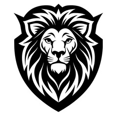 Lion head logo icon line art vector illustration