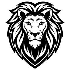 Lion head logo icon line art vector illustration