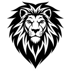 Lion head logo icon line art vector illustration