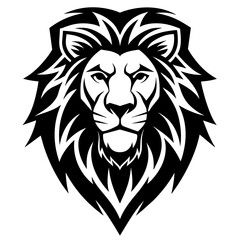 Lion head logo icon line art vector illustration
