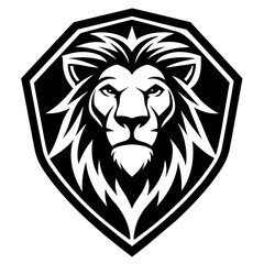 Lion head logo icon line art vector illustration