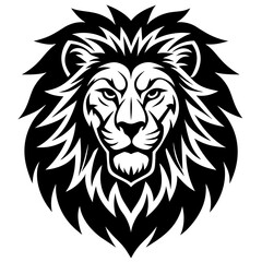 Lion head logo icon line art vector illustration