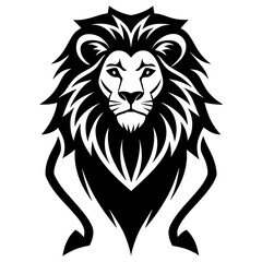 Lion head logo icon line art vector illustration