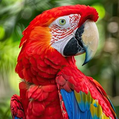 Naklejka premium Ara macao. Scarlet macaw. Ara macao. GUacamayo escarlata