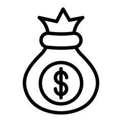 Money Bag Vector Line Icon