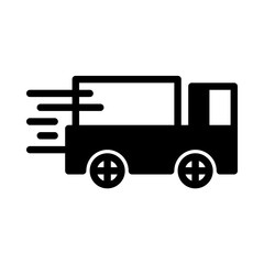 delivery truck icon or logo illustration outline  black filled style