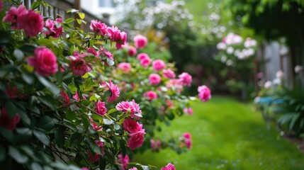 Lovely blooms in a backyard