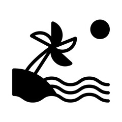 Beach icon or logo illustration outline  black filled style