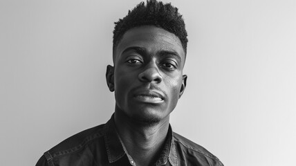 Headshot portrait of smiling African American male employee in glasses look at camera posing at workplace, happy motivated biracial man worker show confidence and leadership, employment concept