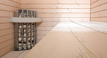 Lava stones on the sauna stove