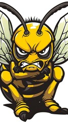 Angry hornet, wasp, or bee mascot clip art. Vector illustration with simple gradient