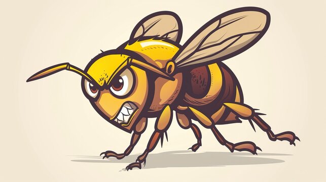 Angry hornet, wasp, or bee mascot clip art. Vector illustration with simple gradient