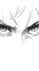 Fototapeta premium Angry anime eyes sketch 