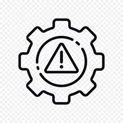 Business strategy concept, flexible crisis methodology, gear with with warning sign, system error symbol.