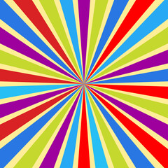 Background illustration of colored sun rays, colorful banner concept.