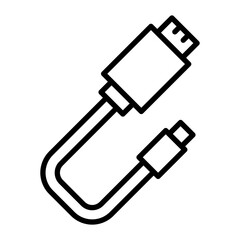 Usb Cable Vector Line Icon