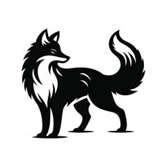 Fox Animal black silhouette vector with white color background