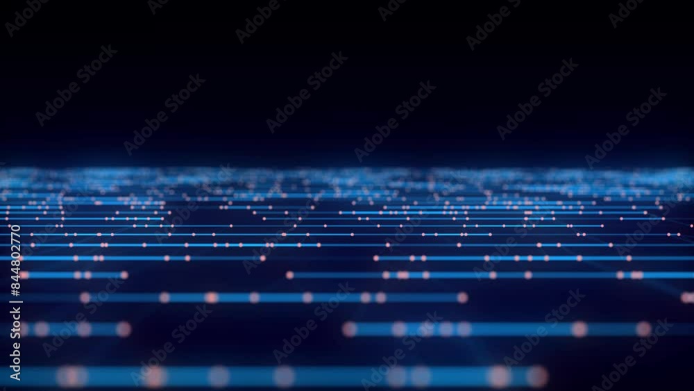Aufkleber Wave of particles and lines. Big data visualization. Abstract background with a dynamic wave. 3d rendering.