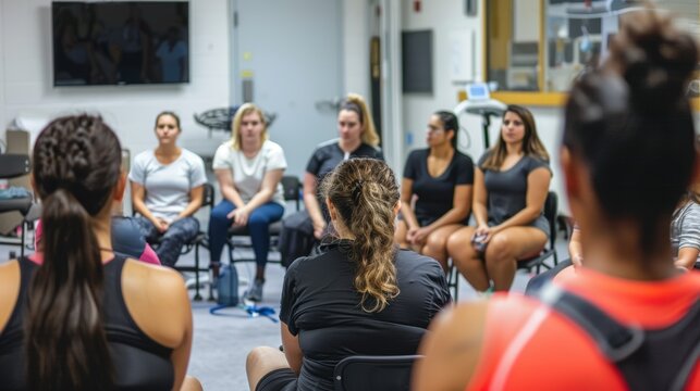 Group Fitness Class Discussing Intermittent Fasting and Weight Loss Journeys