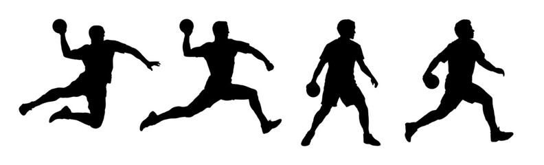 Set of  handball player silhouette vector illustration