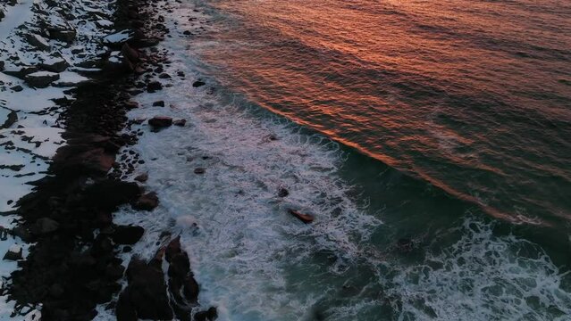 Slow motion waves in a beautiful sunset