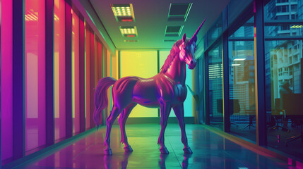 licorne colorée dans un bureau d'affaires