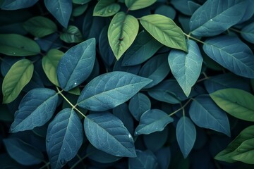 Obraz premium Close-Up of Green and Blue Leaves