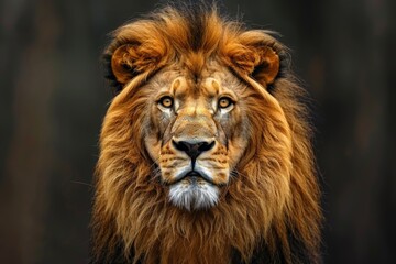 Fototapeta premium Majestic Lion with Golden Mane