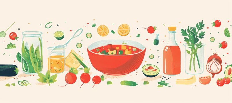 Hearty Vegetable Soup Recipe Infographic for DASH Diet - Ingredients, Preparation Steps, Cooking Times