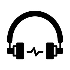 headphones icon or logo illustration outline  black filled style
