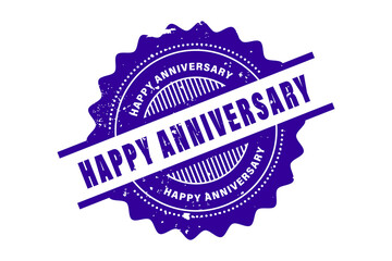 Grunge Blue happy anniversary word round rubber seal stamp, PNG STAMP