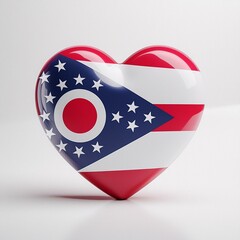 Ohio state flag on 3d heart