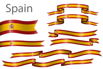 Obraz premium set of flag ribbon with colors of Spain for independence day celebration decoration