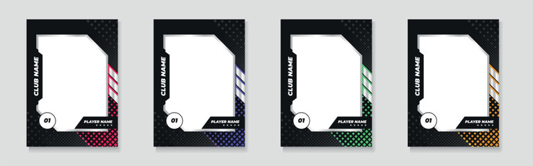 Trading card template design for sports, picture frame for player performance, photo frame or border collection for hockey, basketball and football player, sports flyer design, template eps 10.