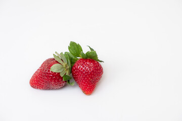 strawberries on white background. strawberries in the foreground with white background